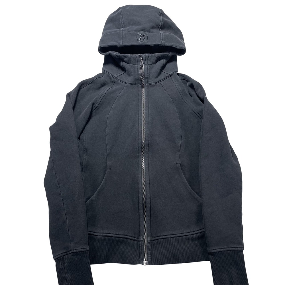 Lululemon Scuba Hoodie Womens 8 Black Full Zip Fleece Sweatshirt Thumbholes